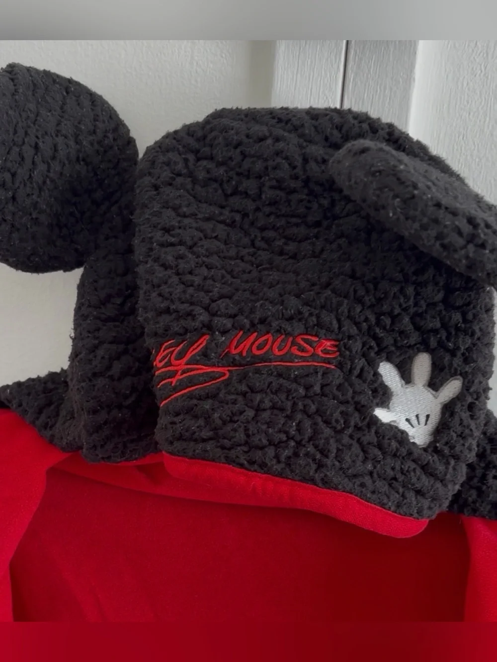 Disney Mickey Mouse Black & Red Sherpa Hooded Cape